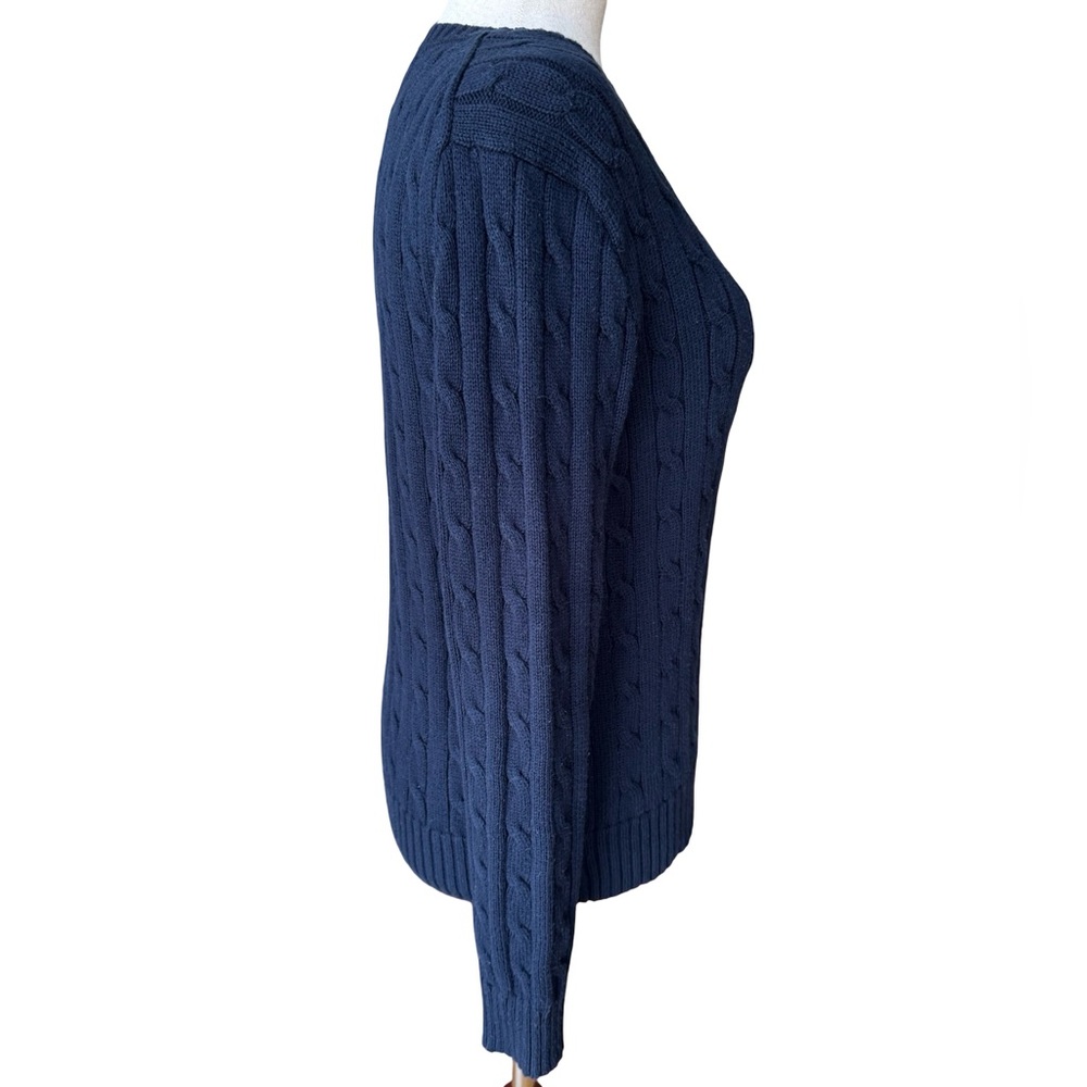 Ralph Lauren Women's Navy Cotton Cable Knit Sweater Size Medium - Picture 4 of 13
